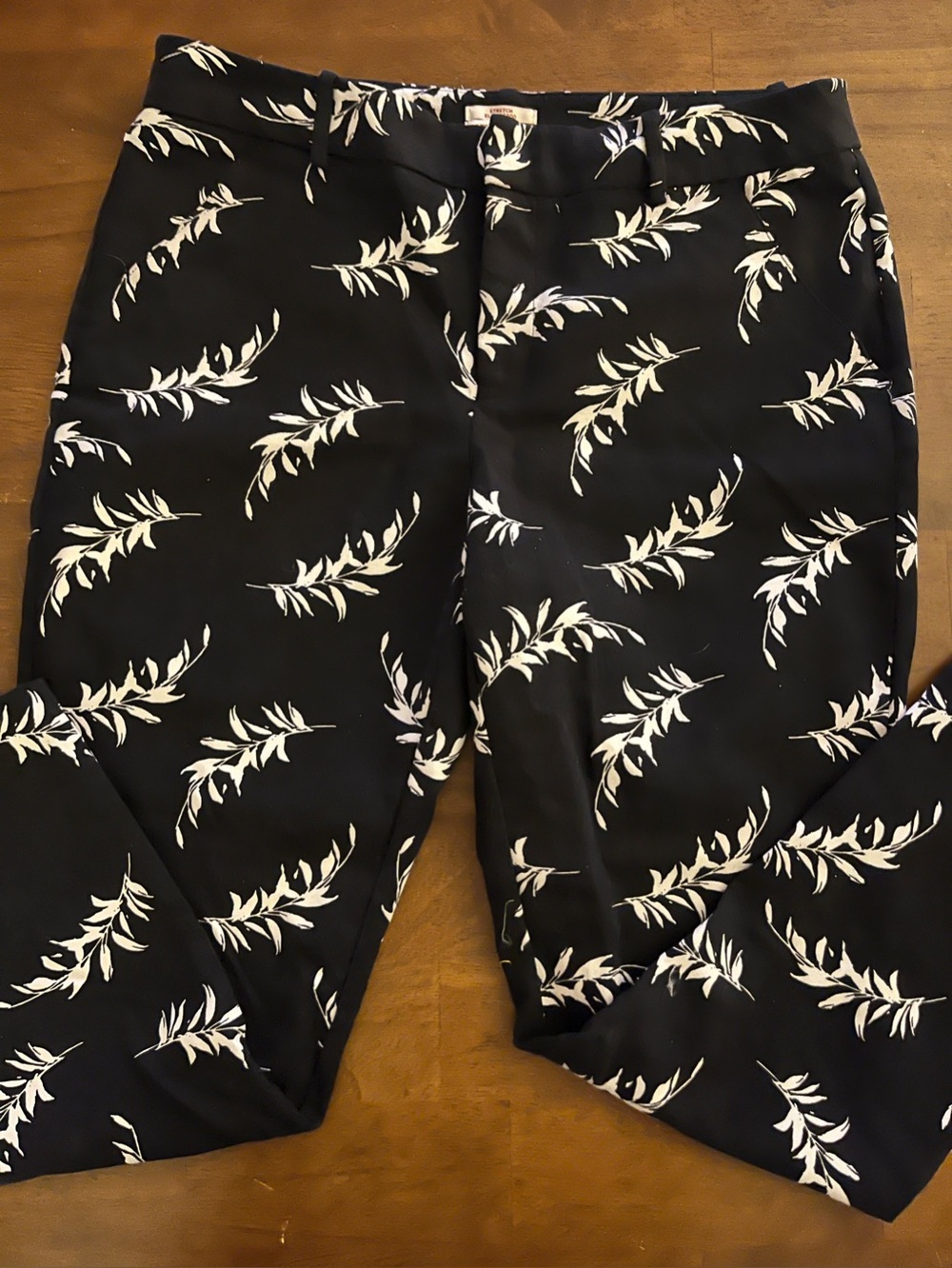 Merona Black and White Leaf-Print Pants